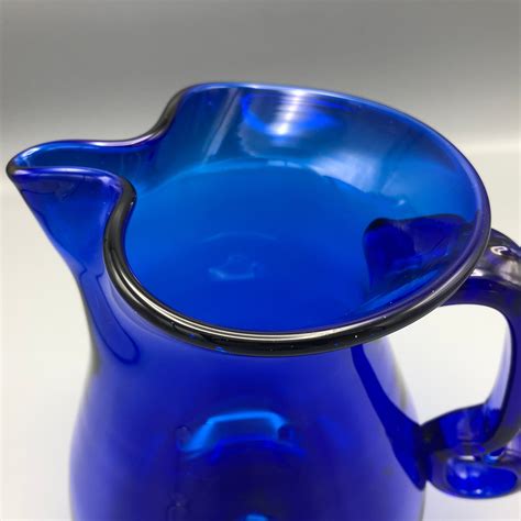 blue blenko water pitcher